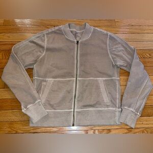 Athleta Tan Latte Farallon Full Zip Pockets Bomber Jacket Women’s Medium